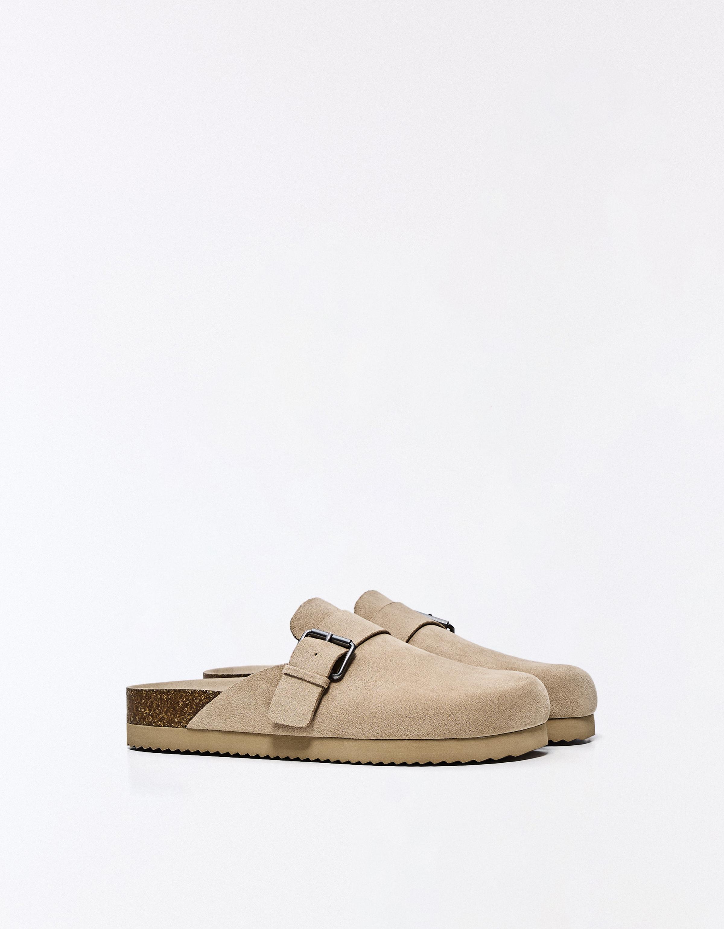 Clogs with buckle detail — TAUPE