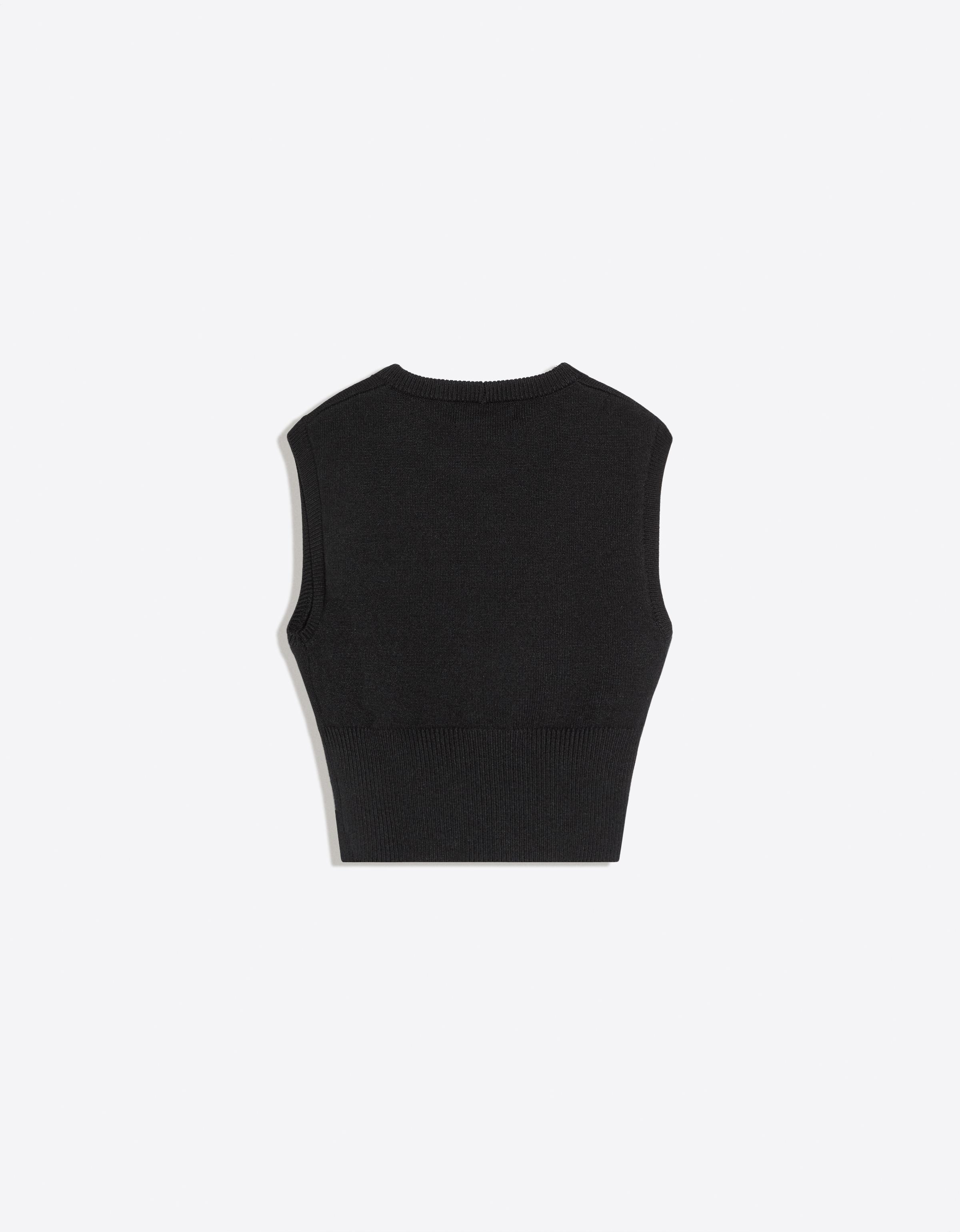 Round neck knit vest — Black