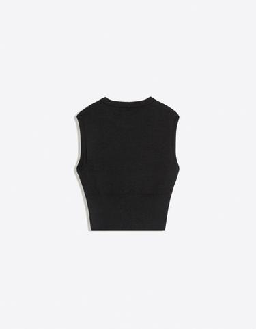 Round neck knit vest — Black 6
