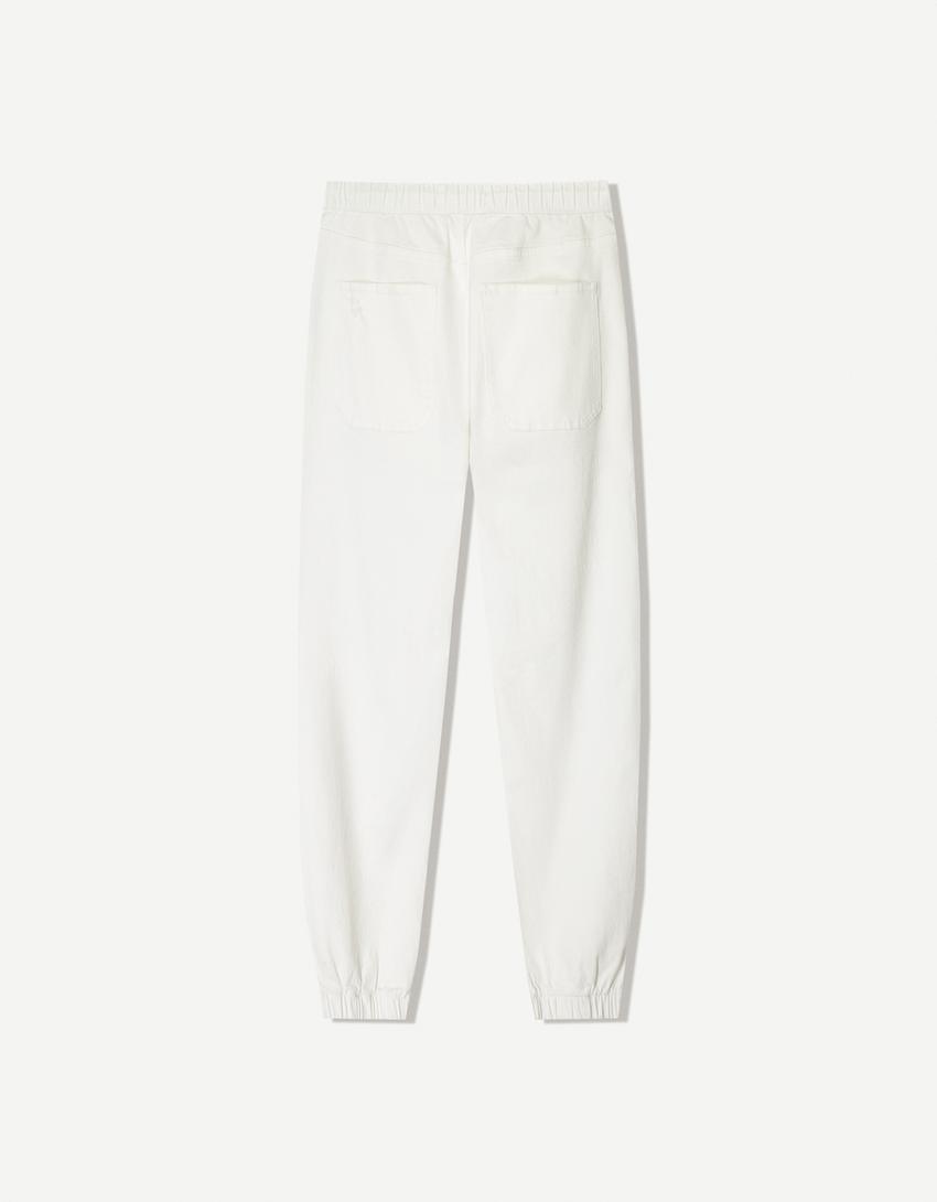 Jeans jogger rotos-Blanco