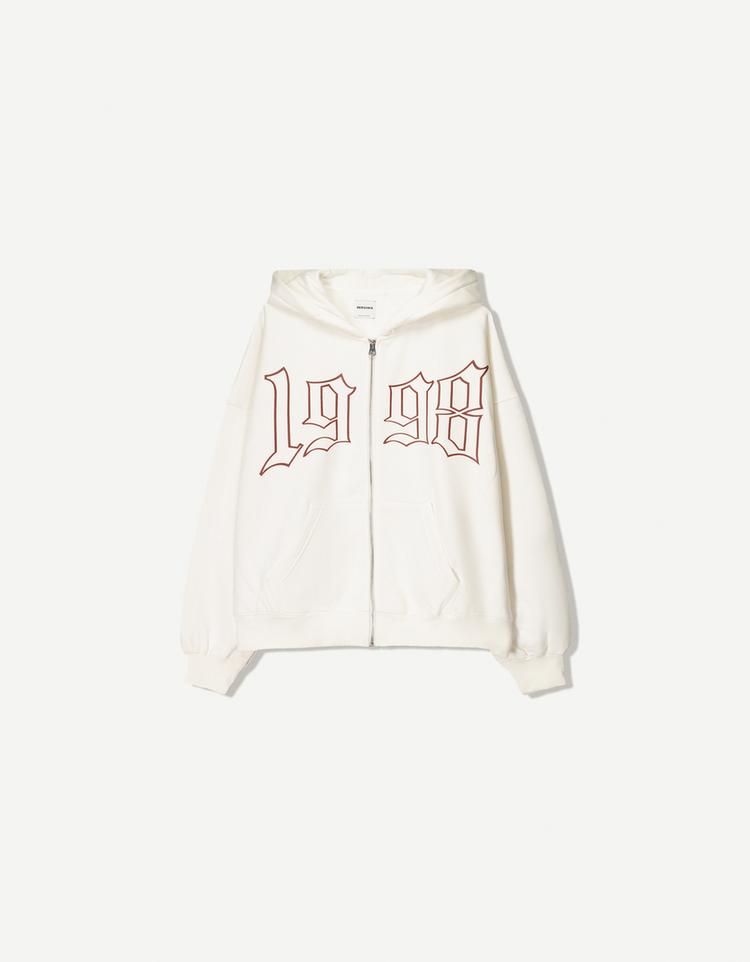 Zip-up print hoodie