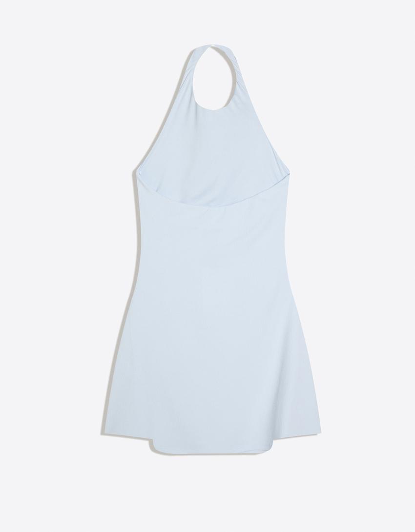 Mini-Neckholderkleid-Hellblau