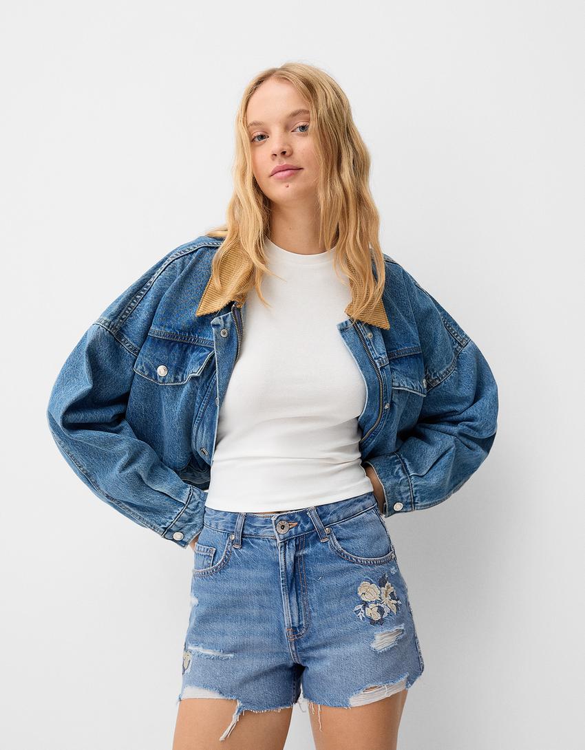 Short denim rotos-Azul lavado-1