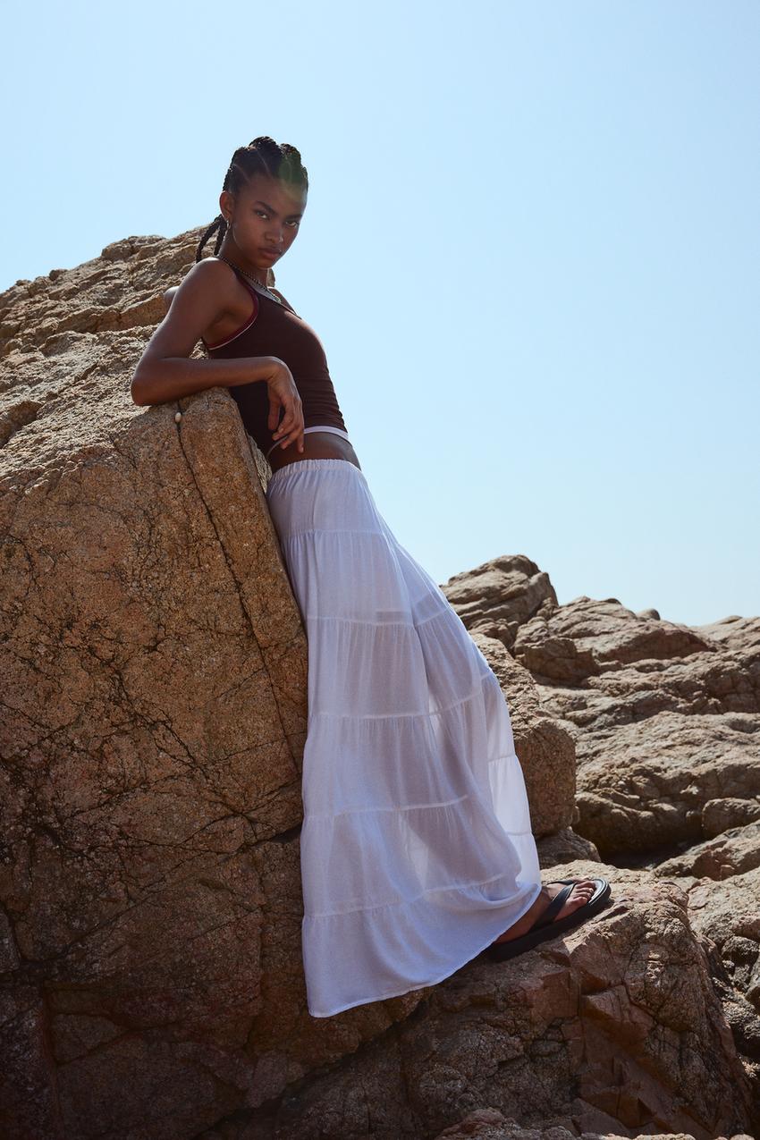 Rustic midi skirt-White