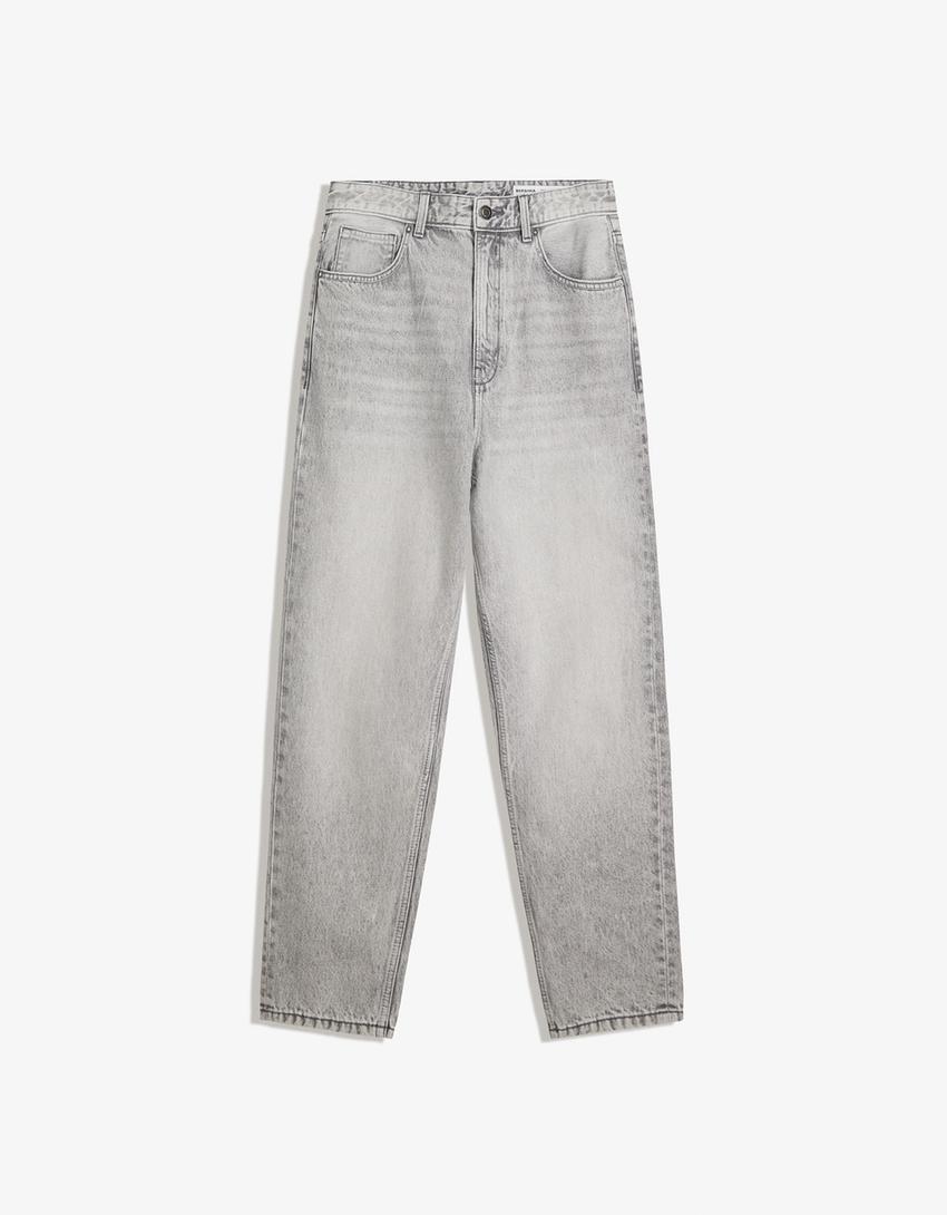 Loose tapered jeans-Grey-3