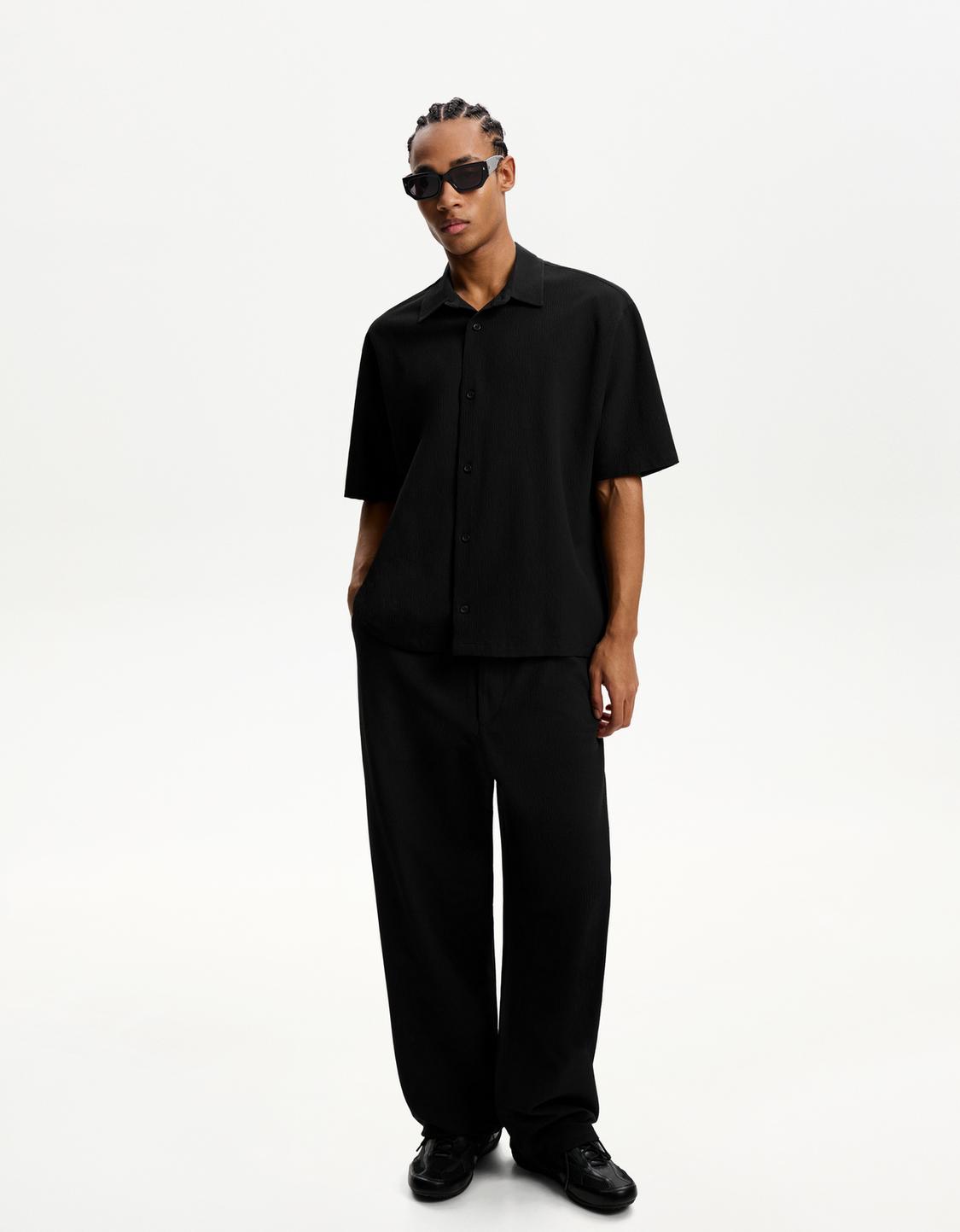 Pleated baggy jogger trousers