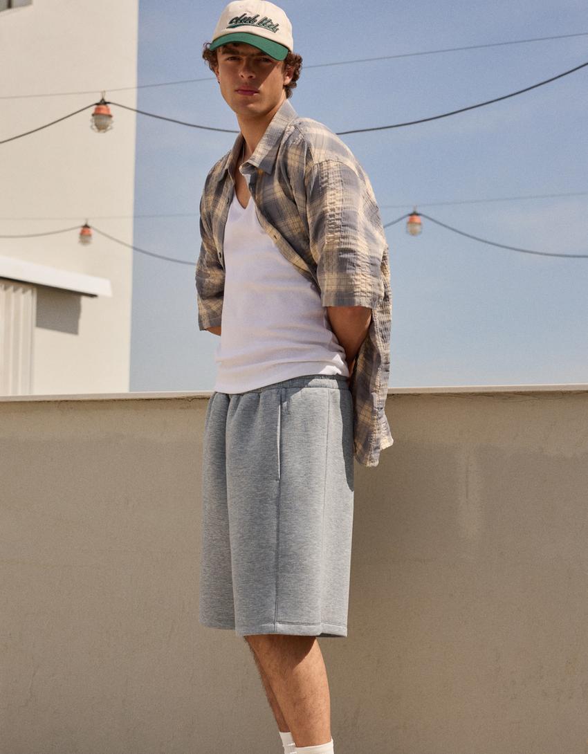 Checked relaxed fit shirt-Grey
