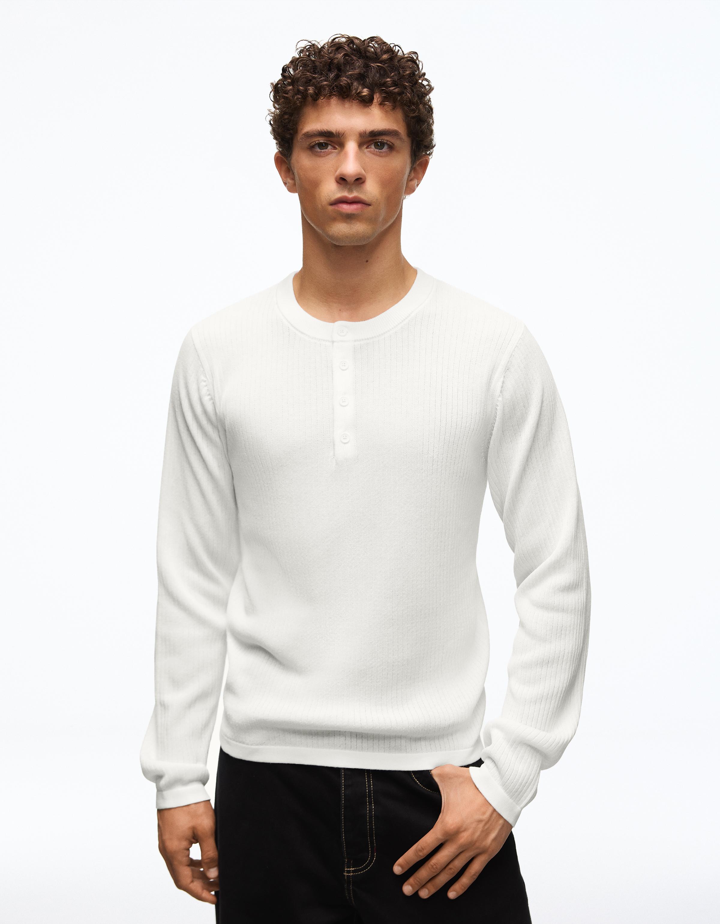 Henley knit jumper — White