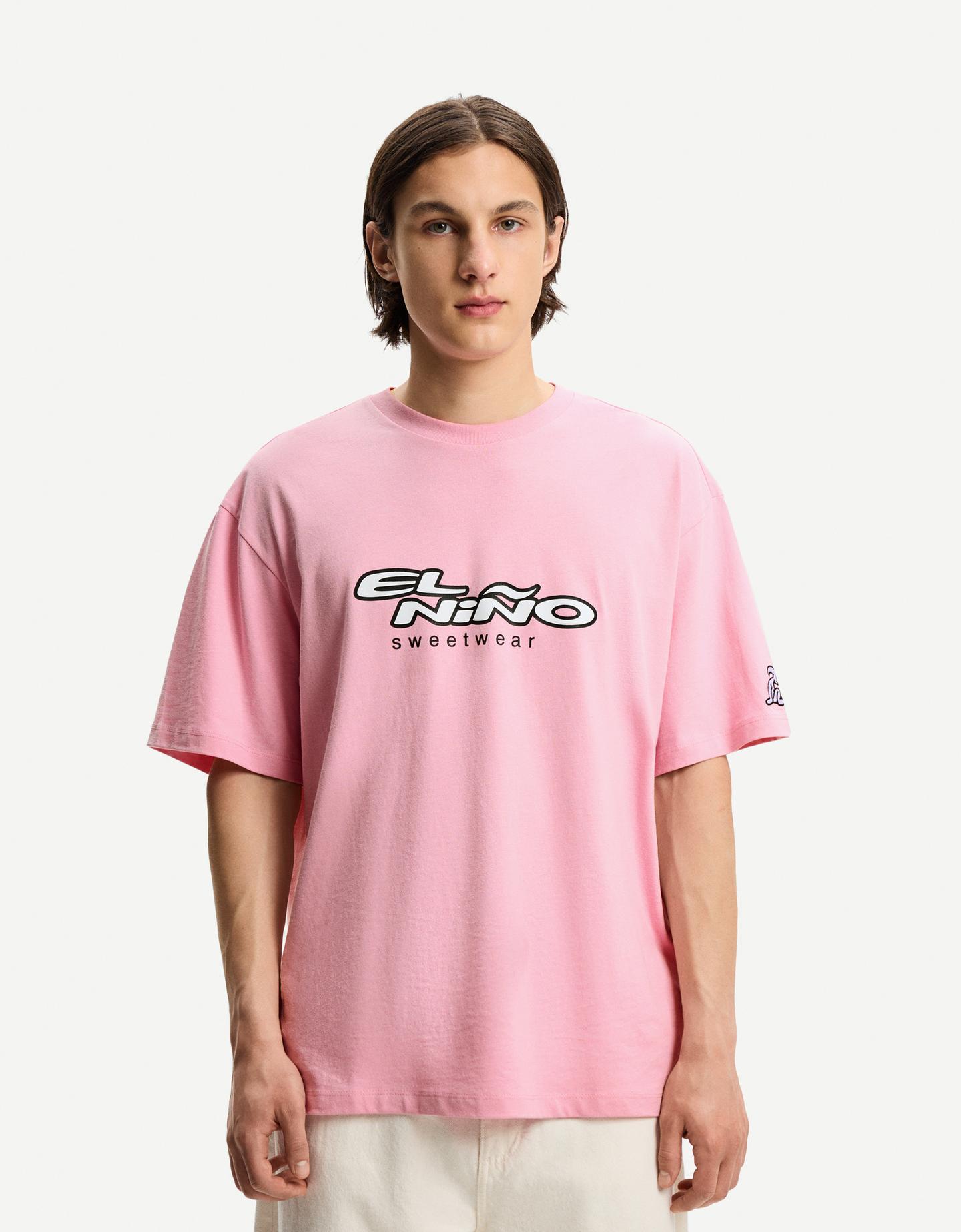 Bershka Camiseta El Niño Manga Corta Hombre L Rosa