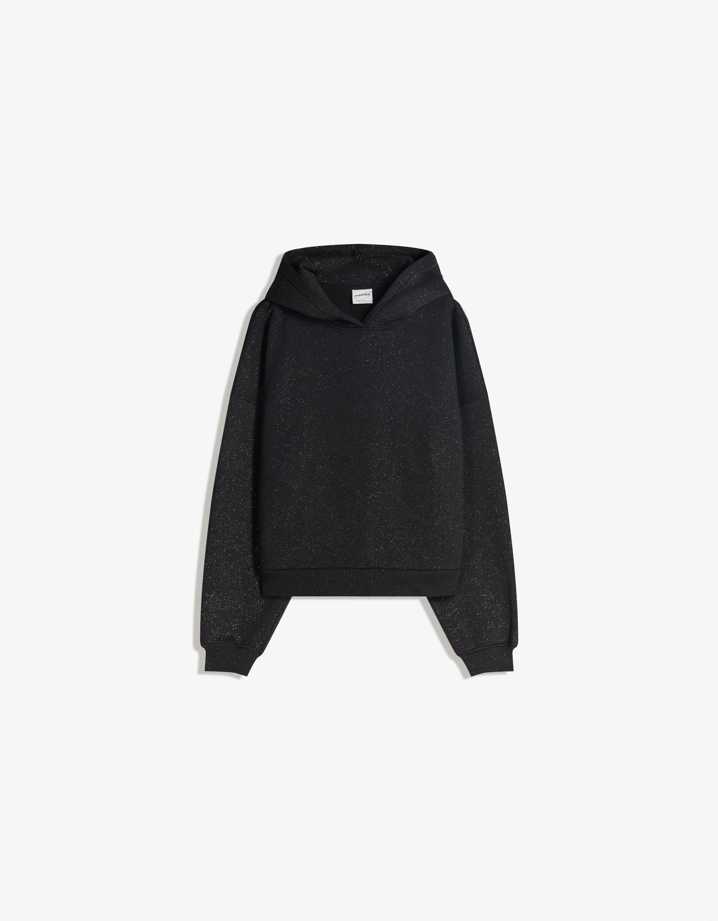 Glitter hood sweatshirt - Tops and bodysuits - Women | Bershka