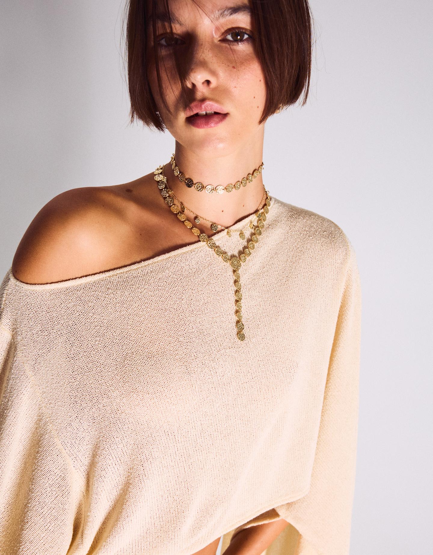 Bershka Collana Medagliette Donna Oro