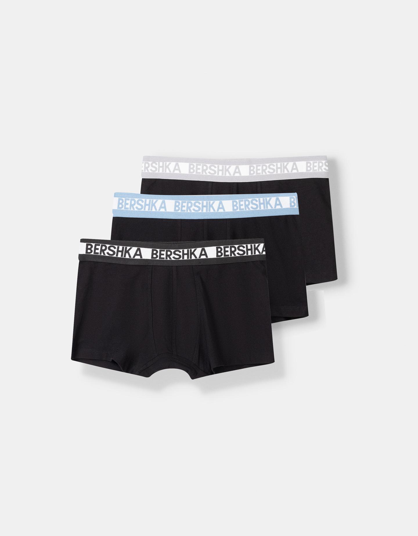 Bershka Pack 3 Boxers Cintura Ancha Print Hombre Xl Negro