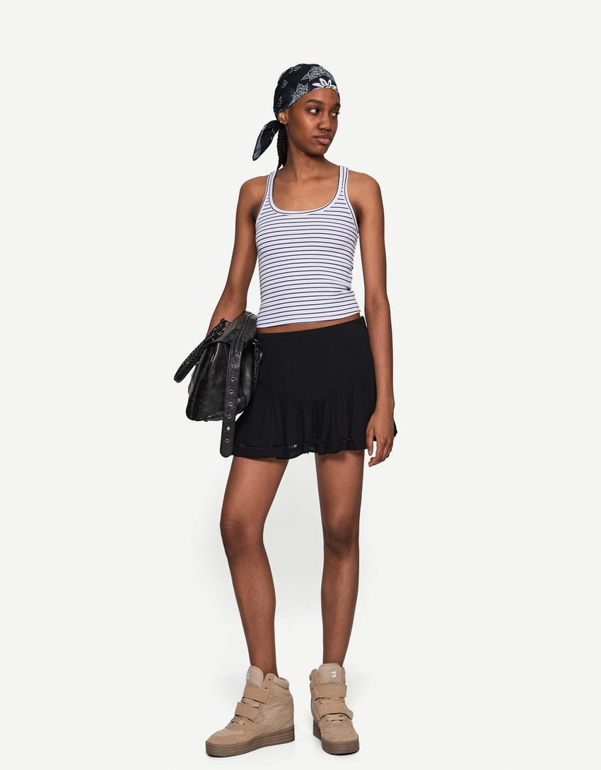 Tekstūrinis mini sijonas-Tamsiai pilka