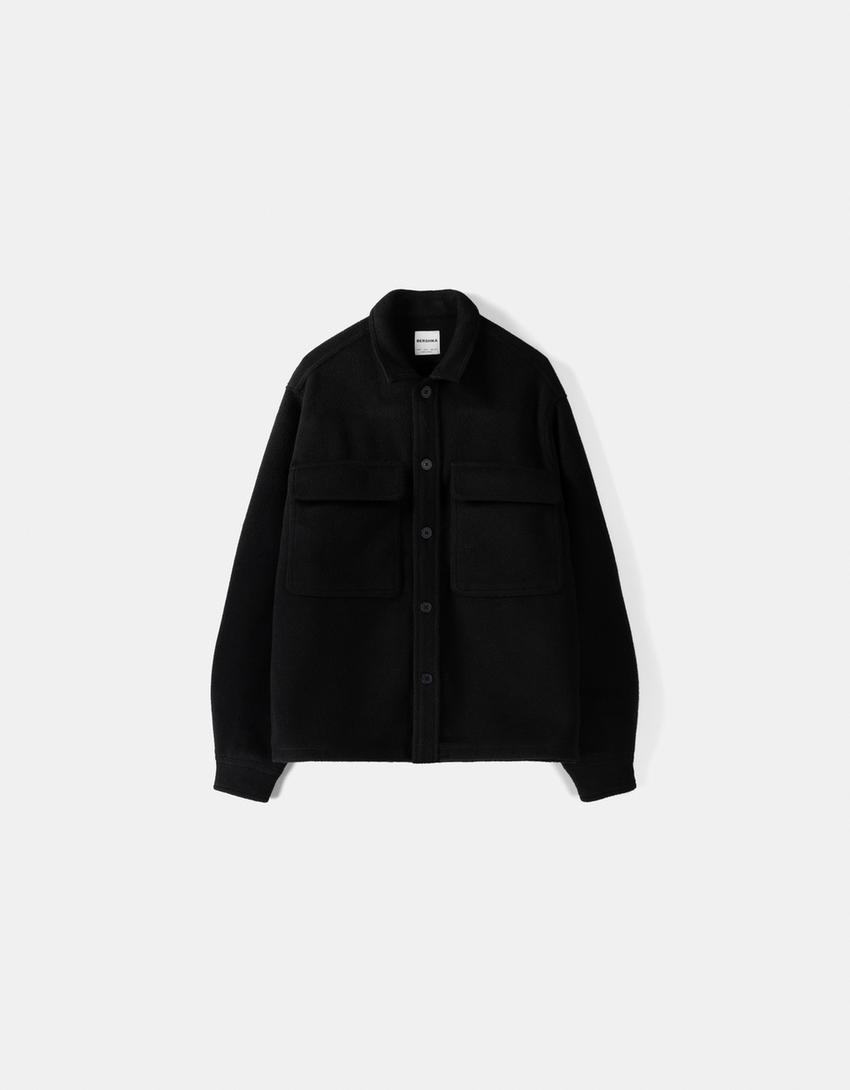 Camisa comprida de manga comprida-Preto-4