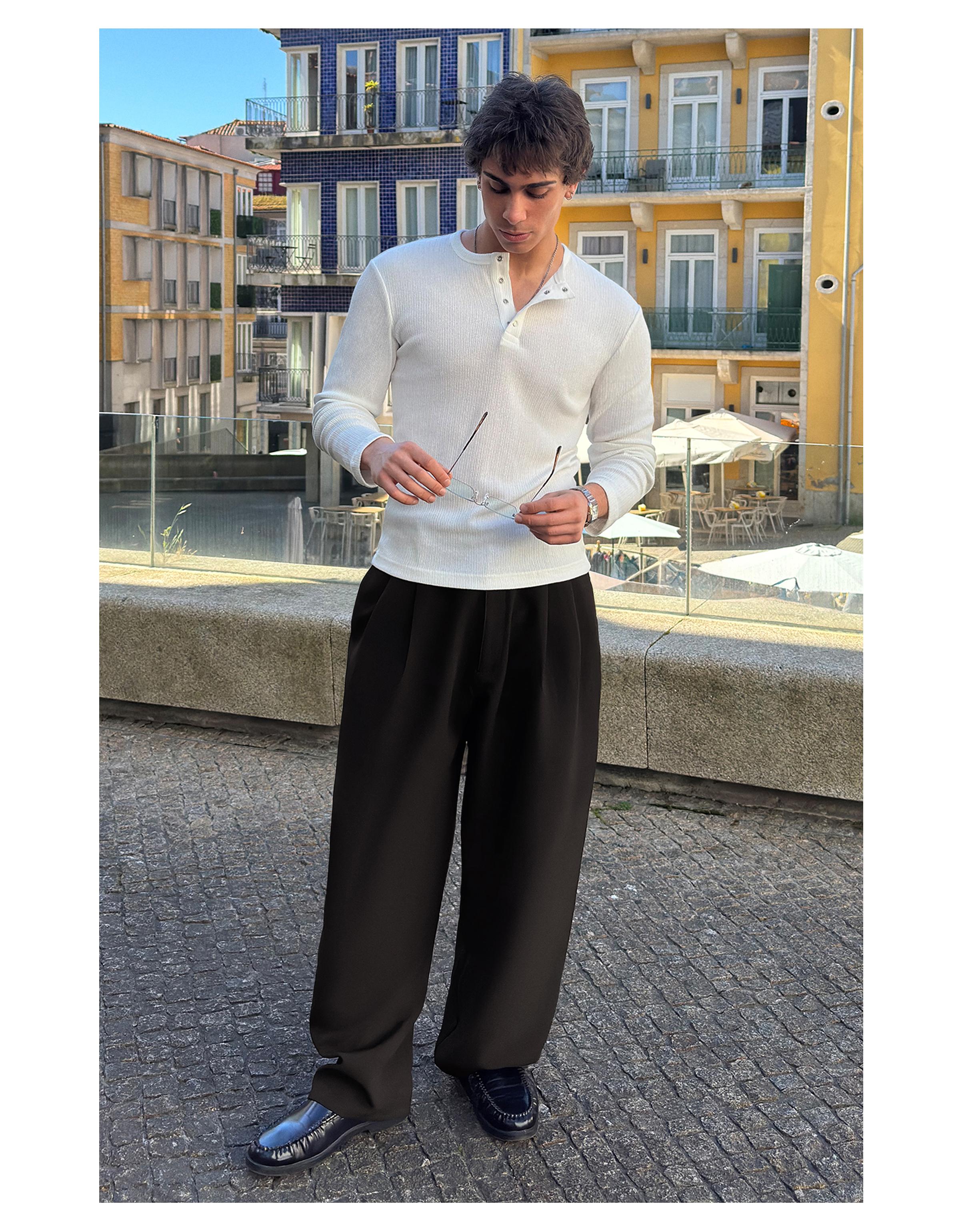 Düğmeli yaka dokulu t-shirt - Görsel 27