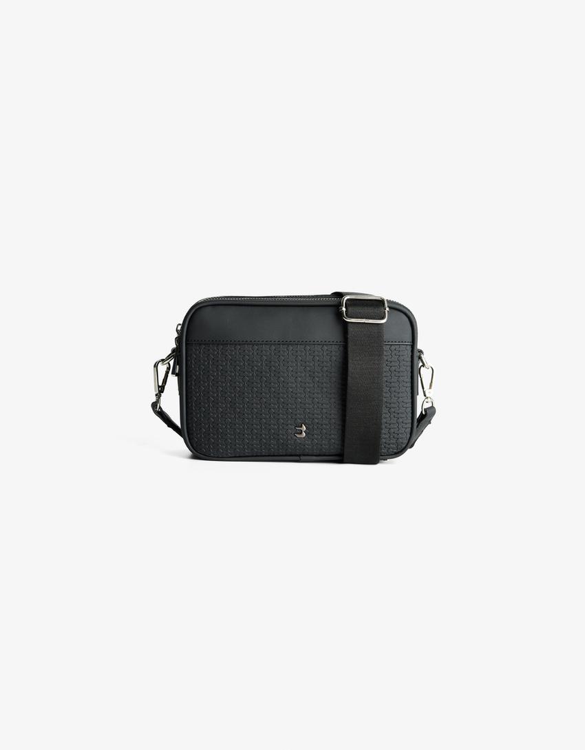 Crossbodytas met reliëf ontwerp-Zwart-2