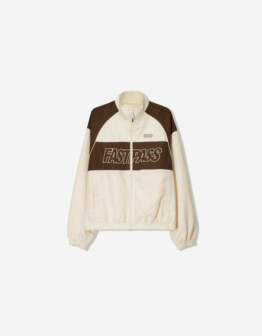 Blouson technique imprimé-Marron-4