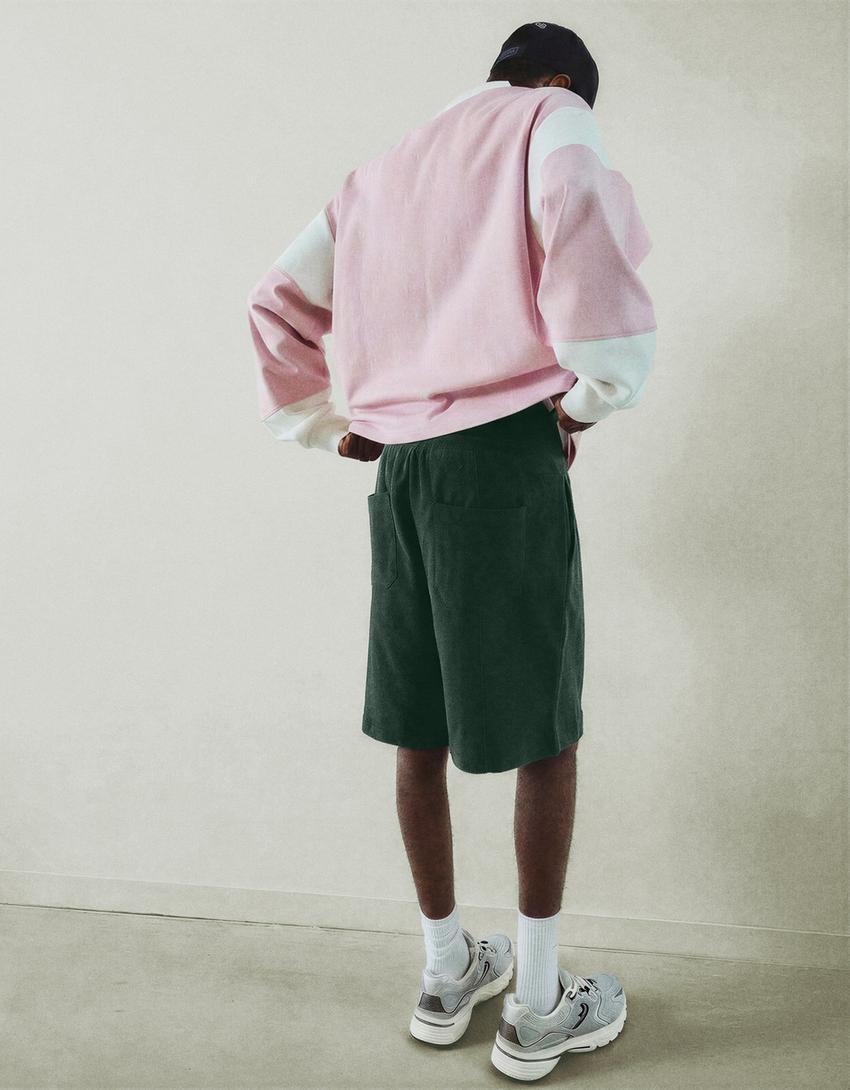 Twill Bermuda shorts-Green