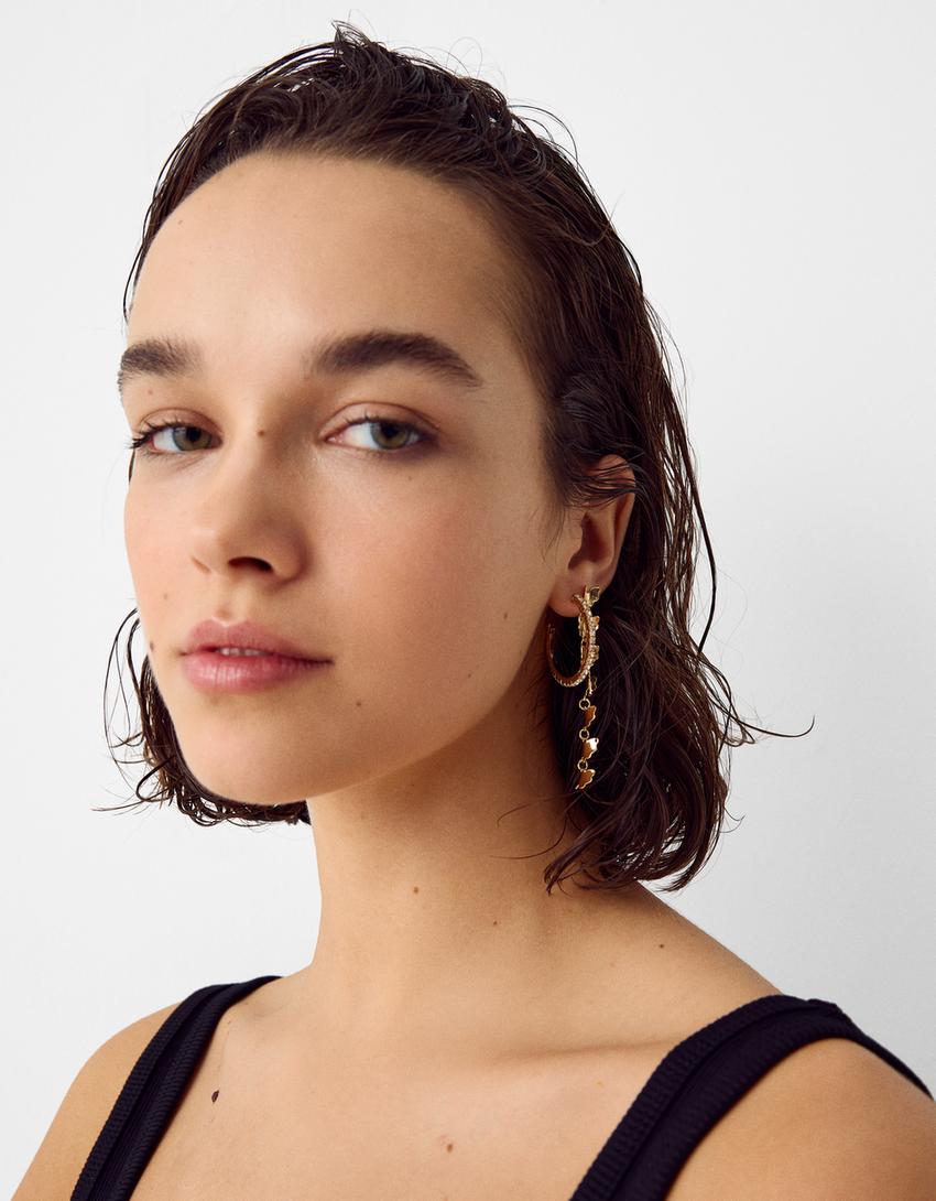 Lot 6 boucles d’oreilles anneau cascade-Or-3