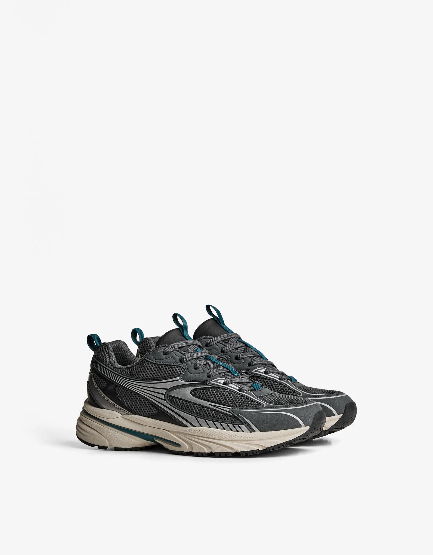 Bershka buty sportowe z wieloma elementami niebieski