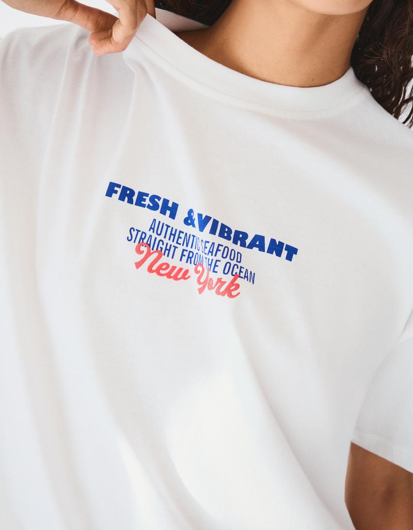 Oversize short sleeve printed T-shirt-Off white