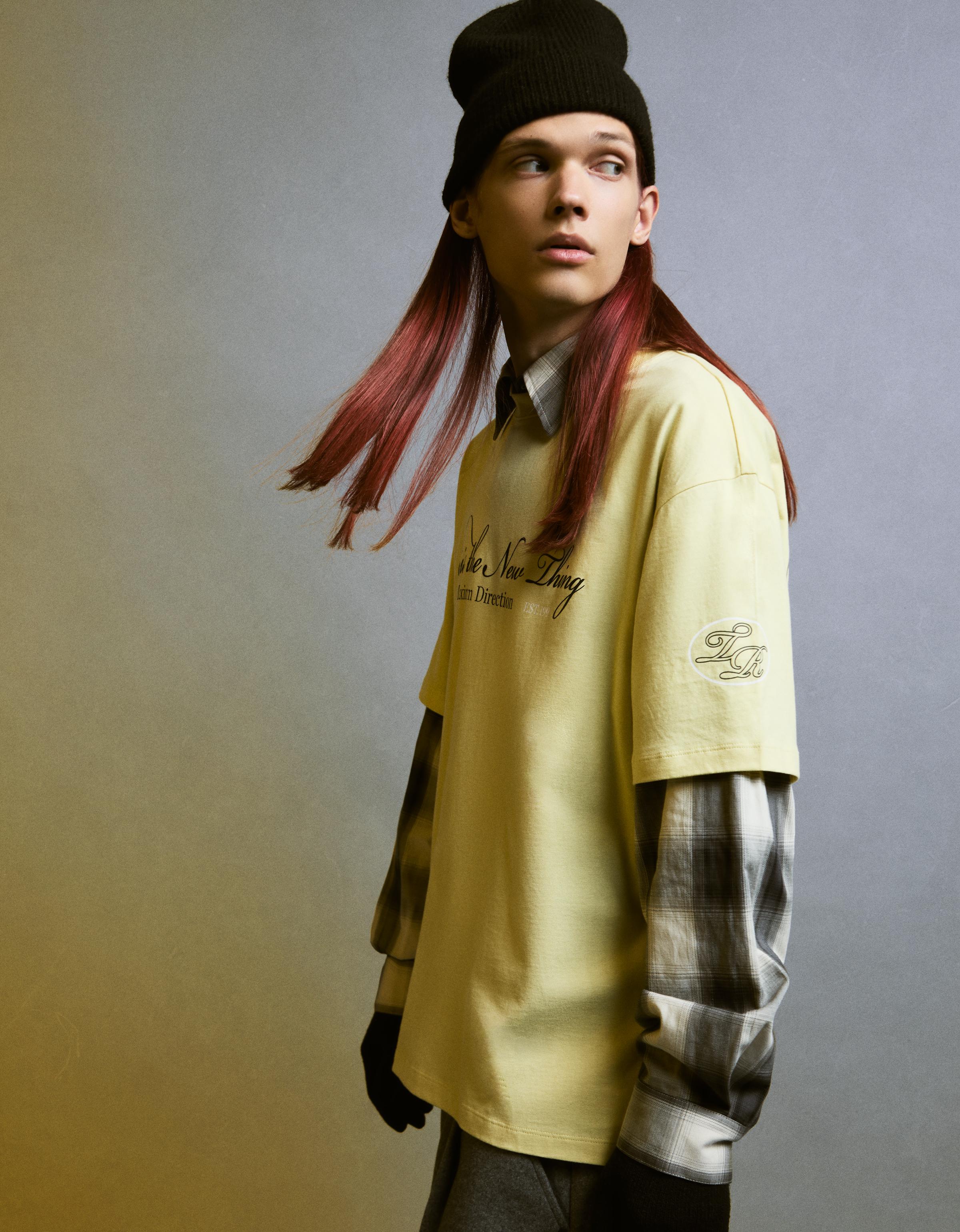 Bershka T-Shirt Mit Print Herren S Gelb