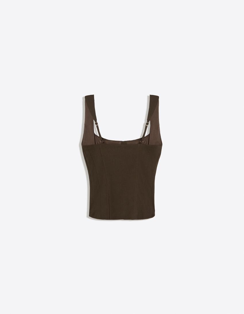 Bengaline corset top-Brown