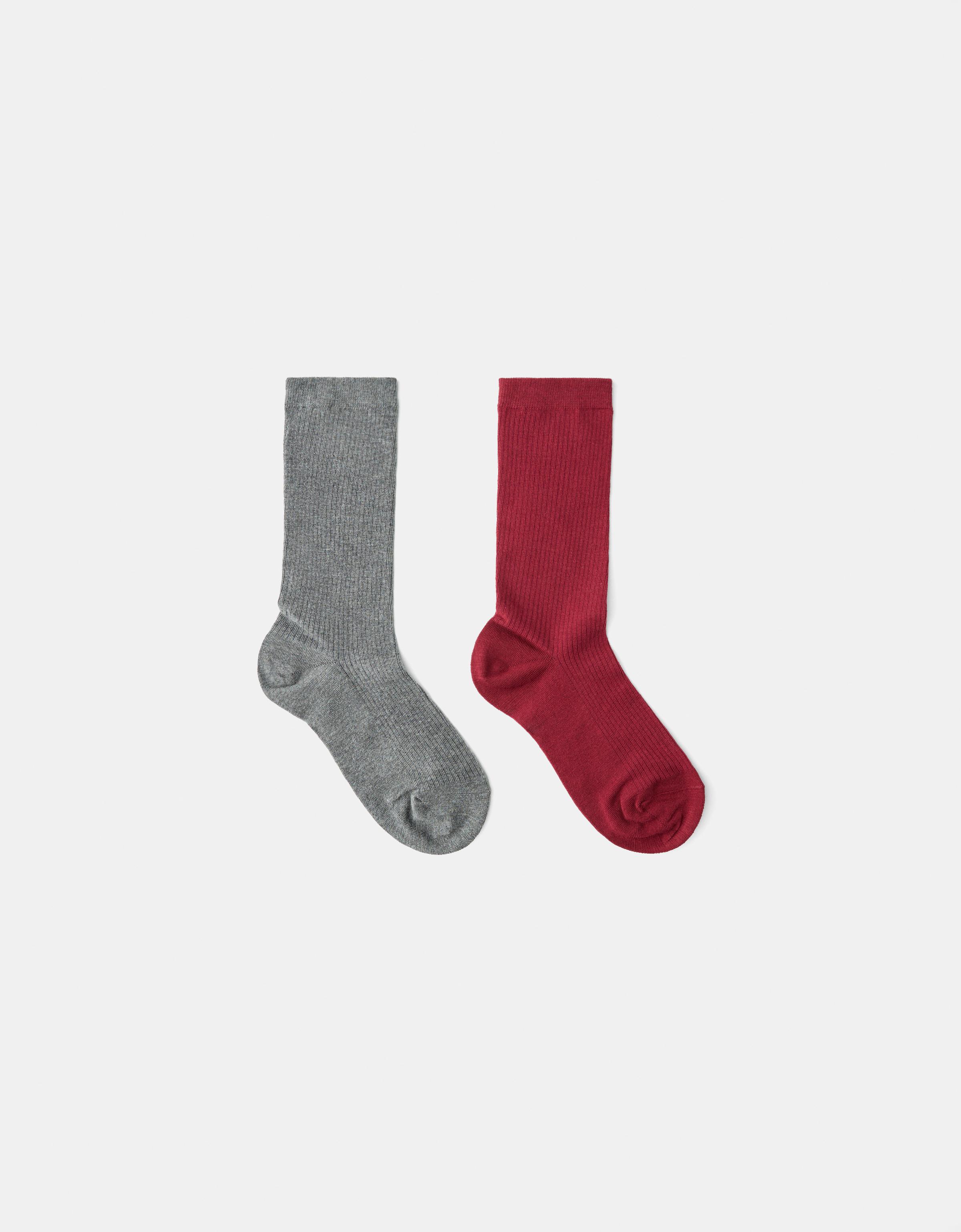 Bershka 2er-Pack Socken Im Rippenstrick Damen Weinrot