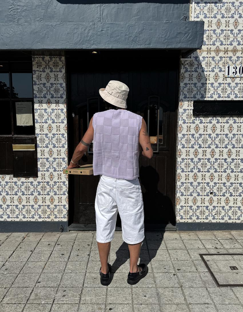 Faded-effect bucket hat-Cream