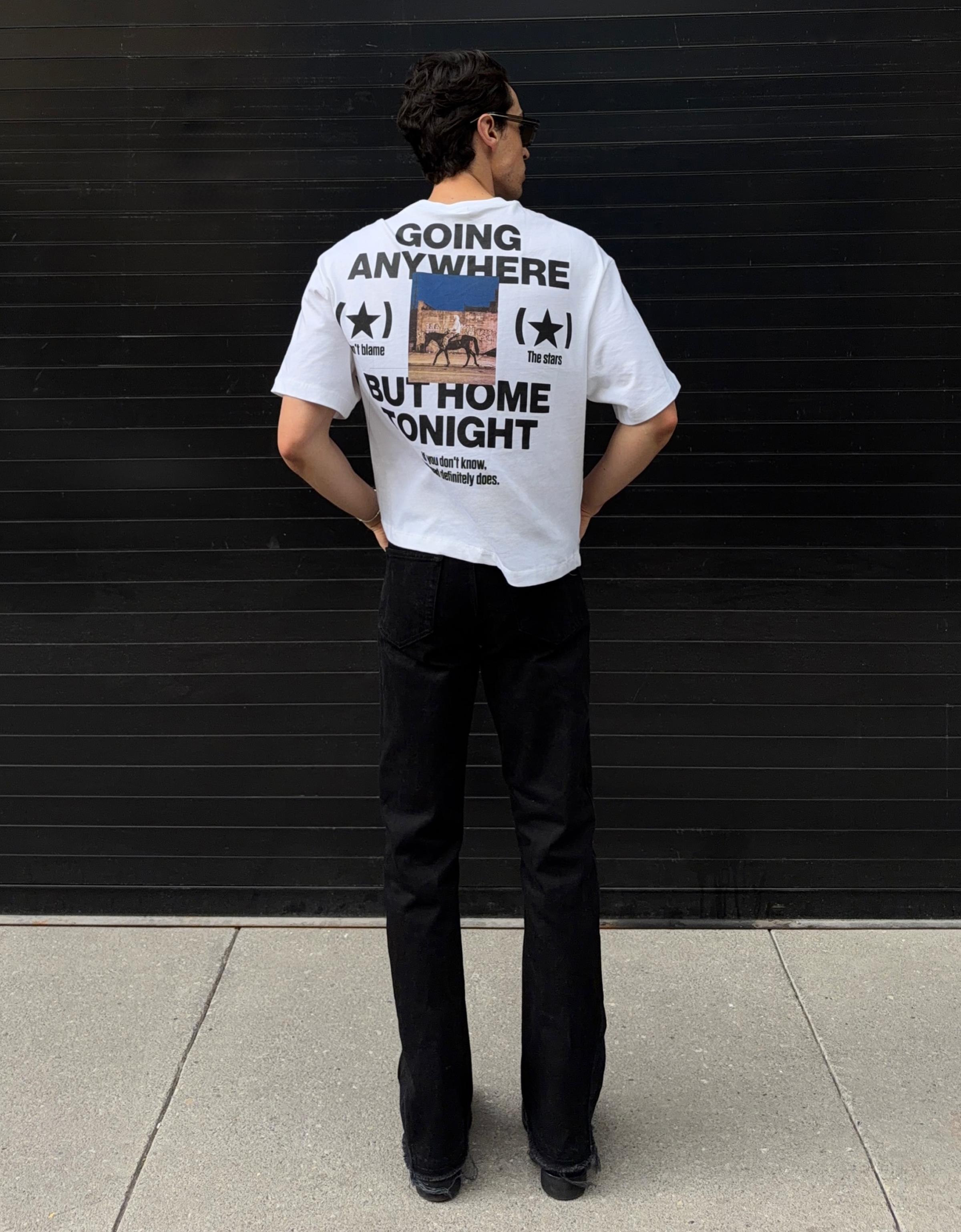 Short sleeve boxy print T-shirt — White