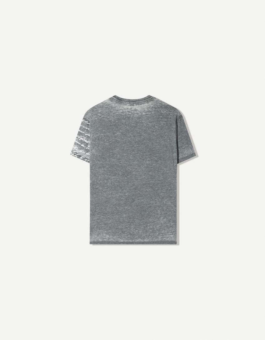Short sleeve T-shirt with print-Dark grey-5
