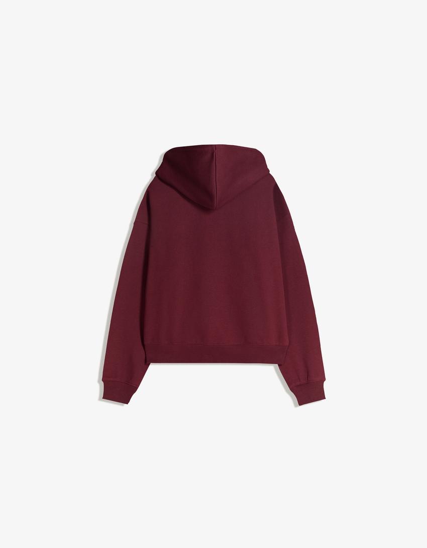 Hoodie beritsleting-Merah maron
