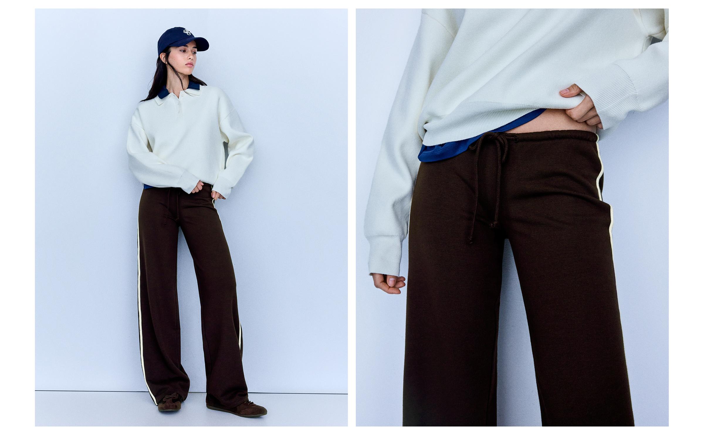 Side-stripe joggers — Brown