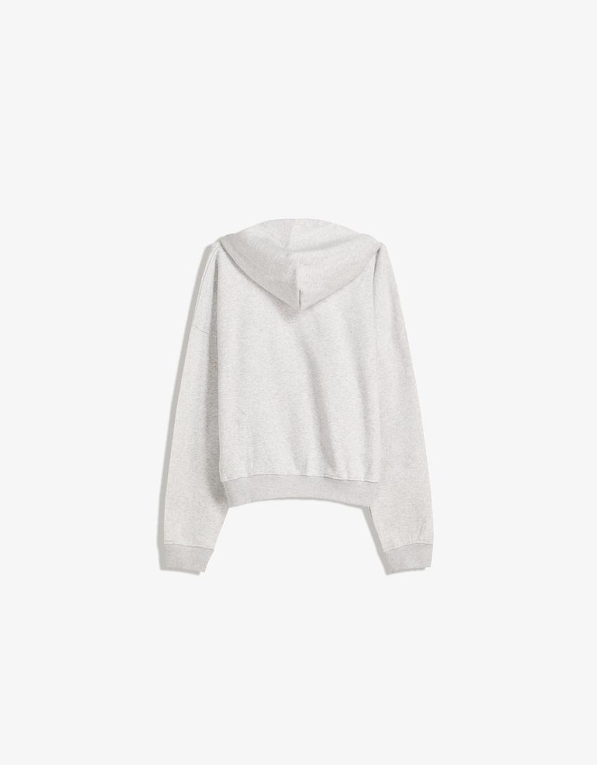Oversized hoodie met rits-Grijs-4