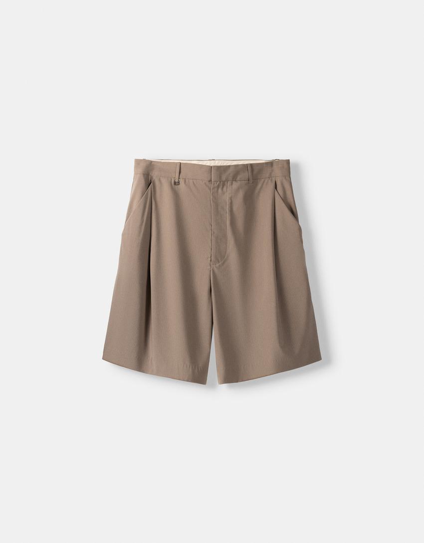 برمودا شورت محبوك ومقلّم-رملي-4