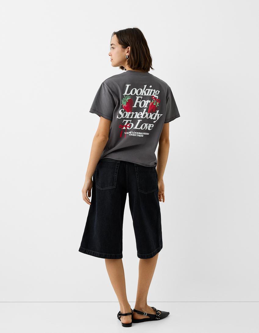 Regular fit short sleeve print T-shirt-Grey-1