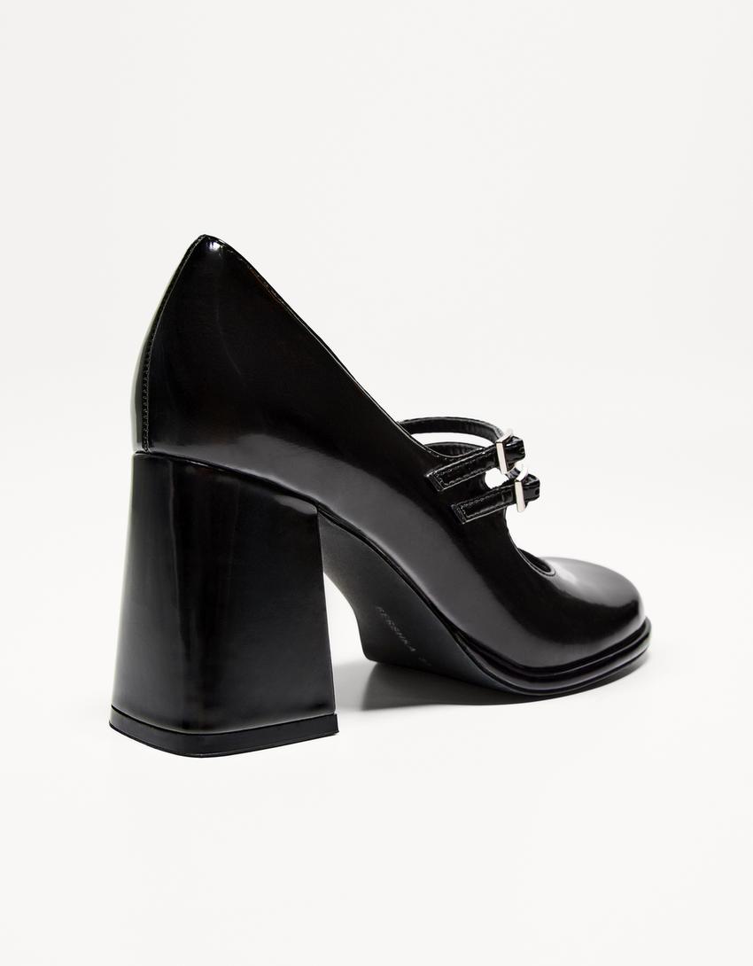 Chaussures Mary Jane à talon large-Noir-2