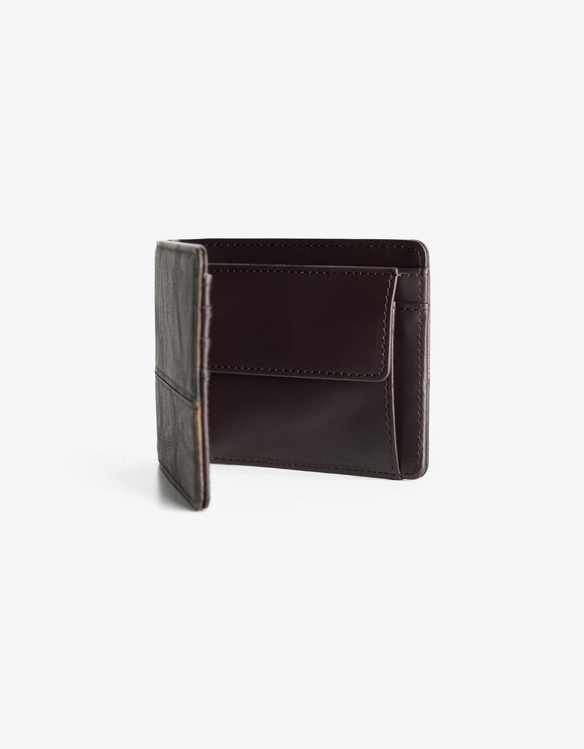 Portefeuille met leereffect-Bruin