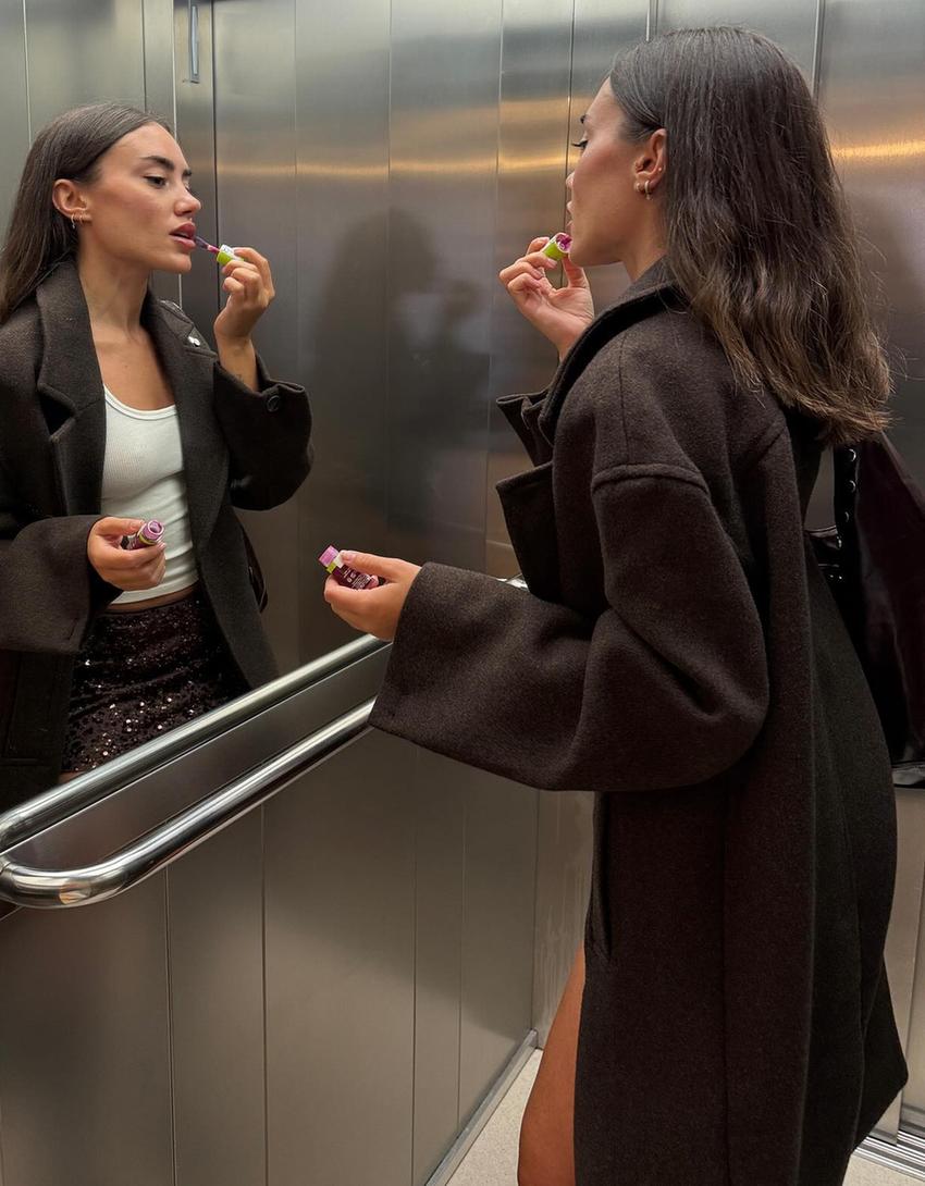 Long drop-shoulder coat-Brown