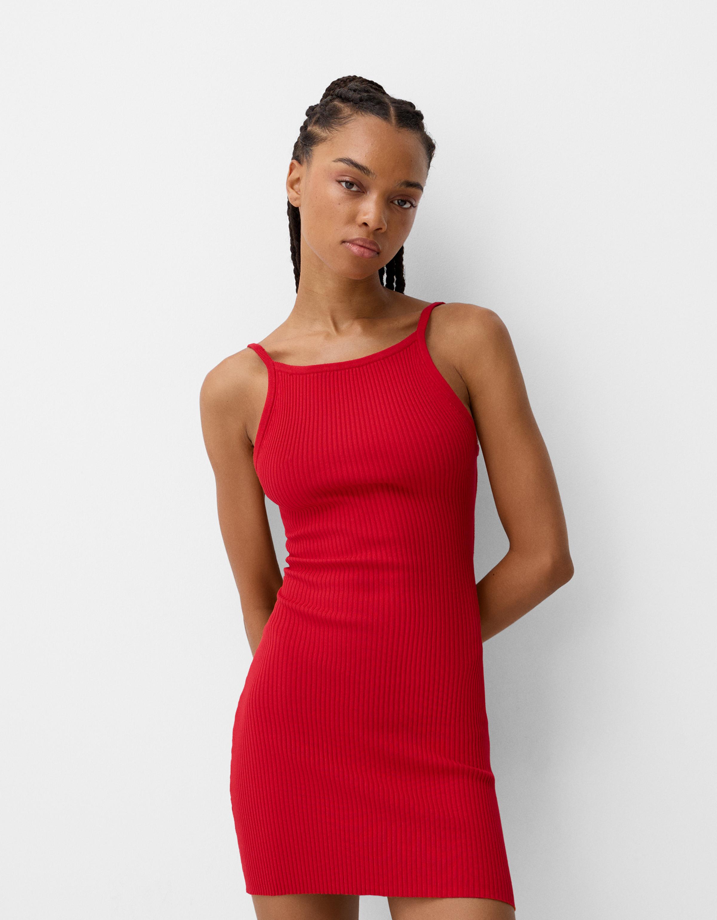 Bershka Minikleid Mit Bändern Am Rücken Damen Xs Rot