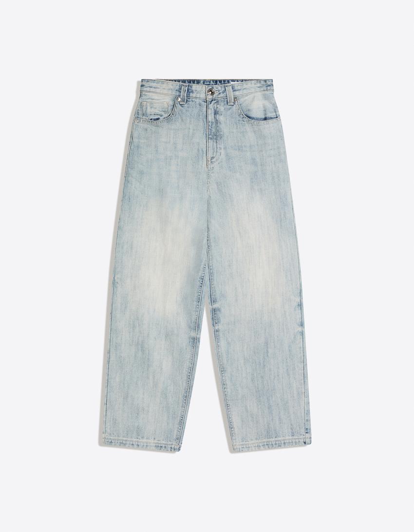 Jeans superbaggy bordado-Azul lavado