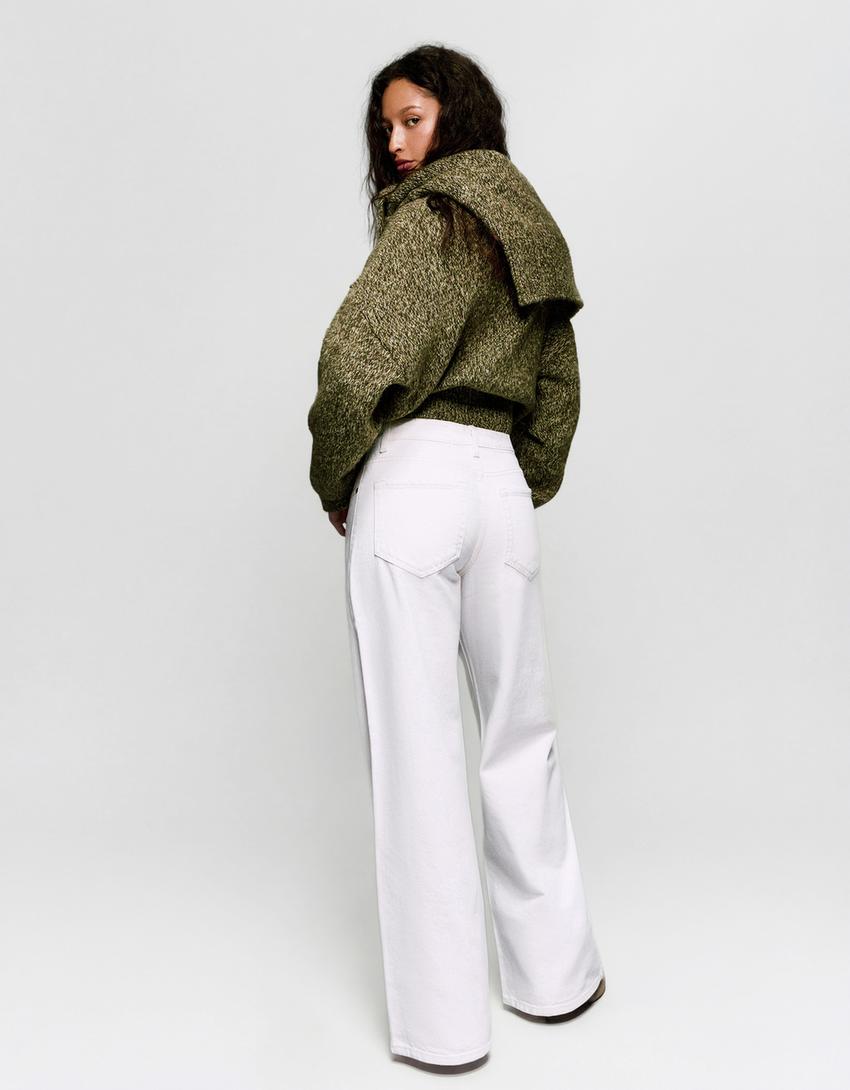 Jeans gamba larga-Avorio