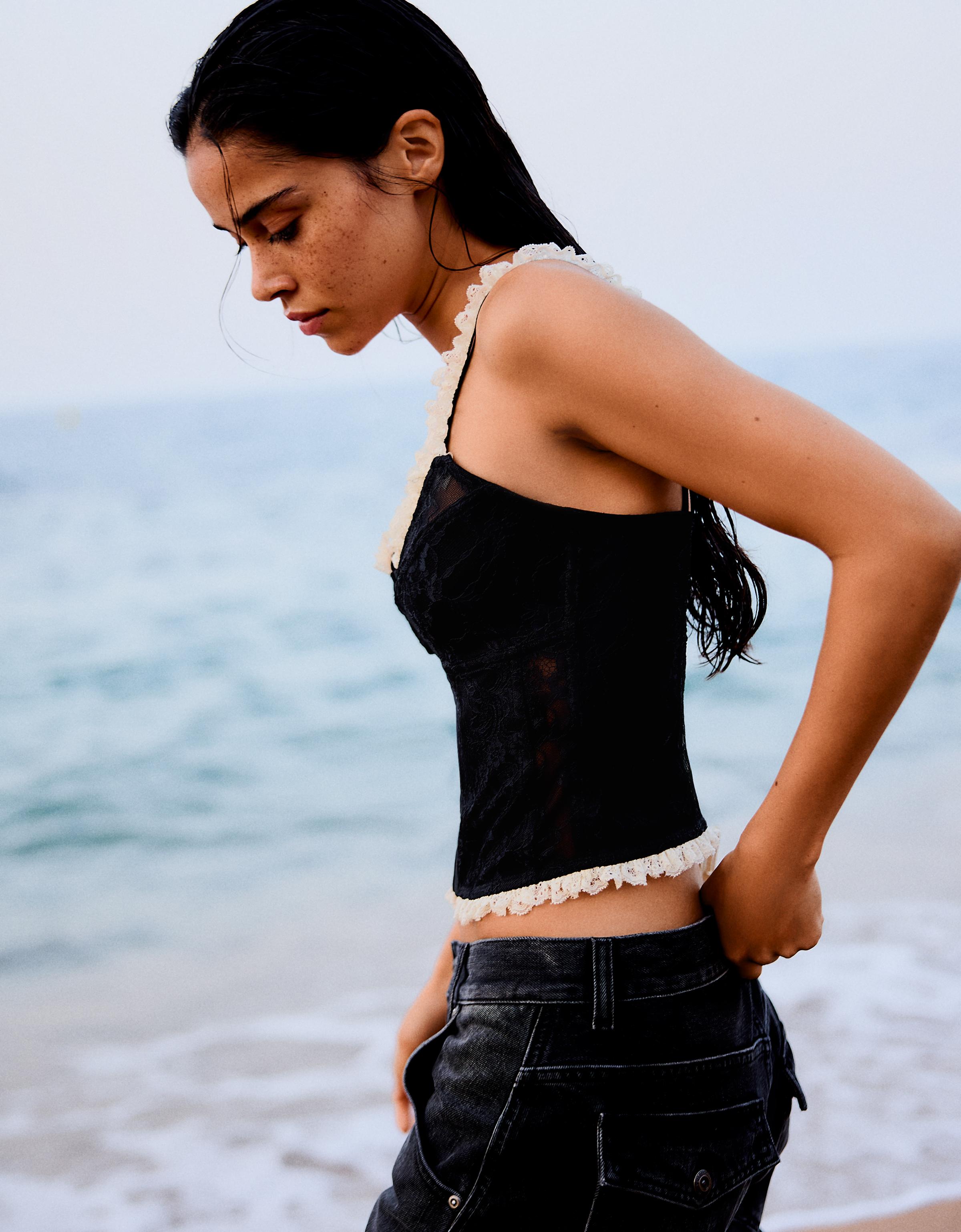 Lace corset top — Black