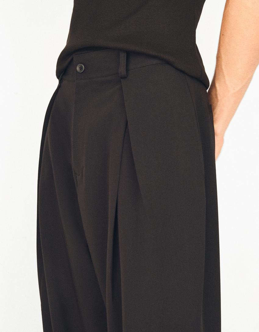 Pantalon baggy à pinces-Noir