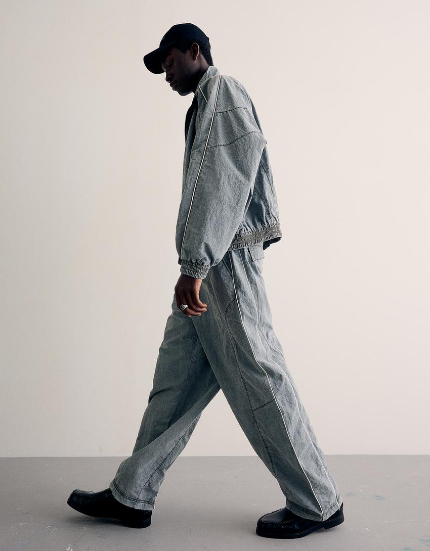Super baggy technical trousers-Grey