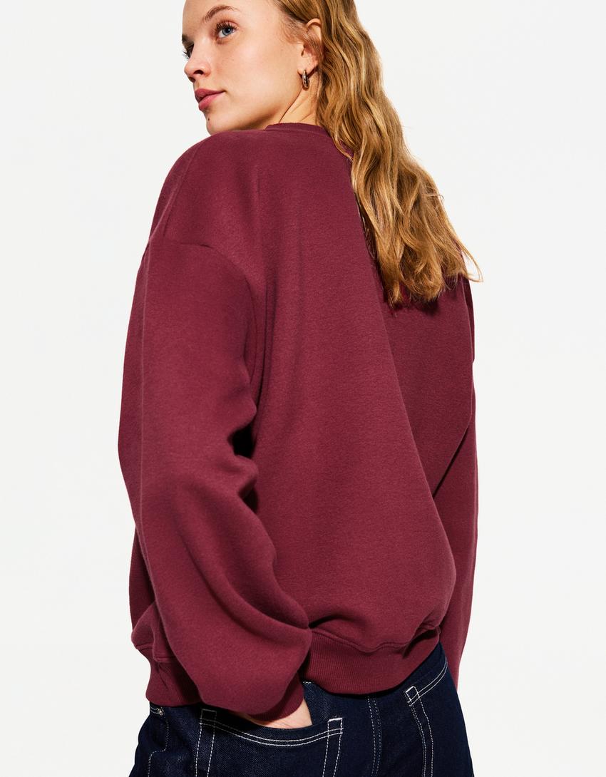 Pullover mit V-Ausschnitt-Bordeaux-2
