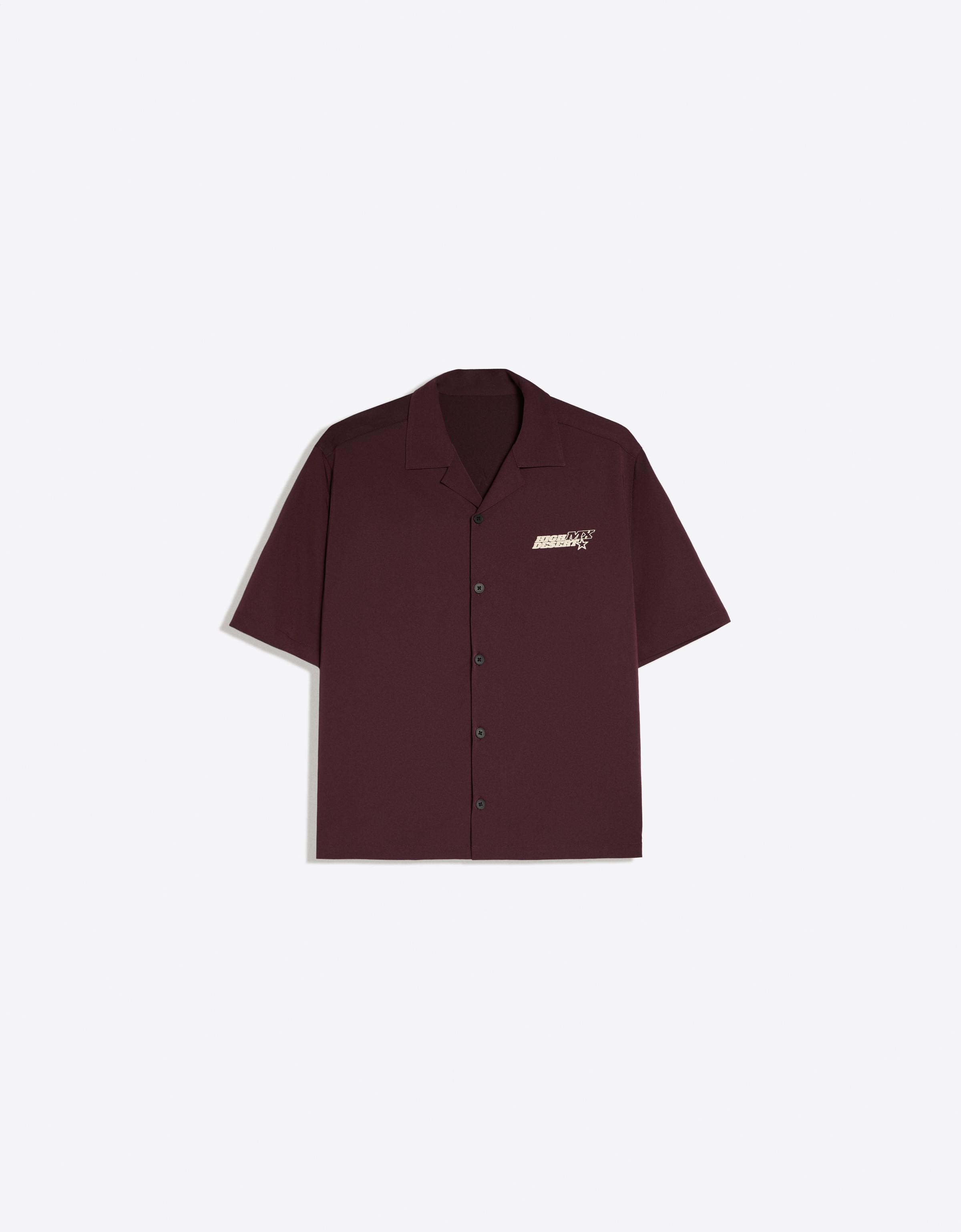 Short sleeve boxy print shirt — Maroon
