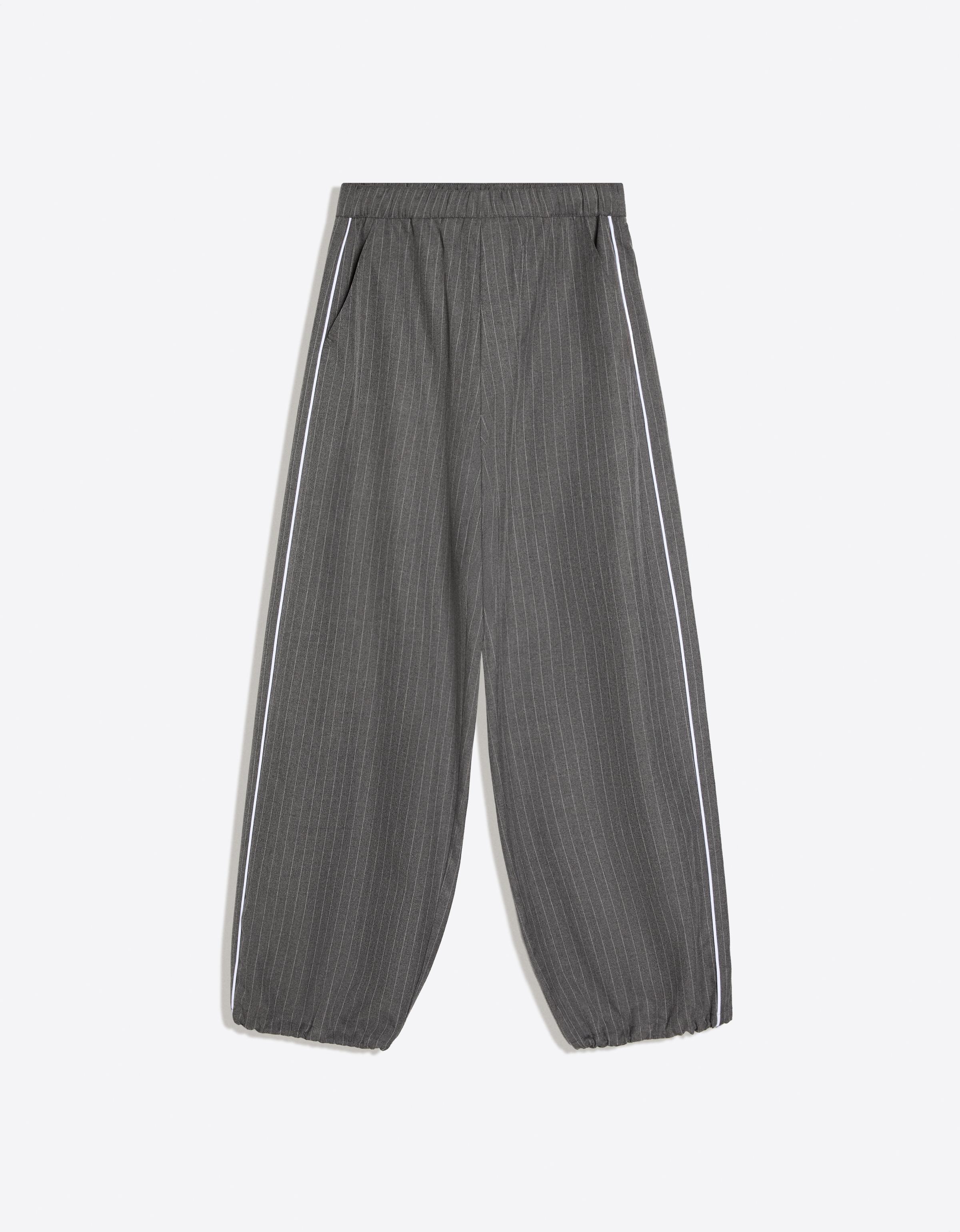 Bershka Pantalón Jogger Raya Diplomática Hombre Gris Mezcla