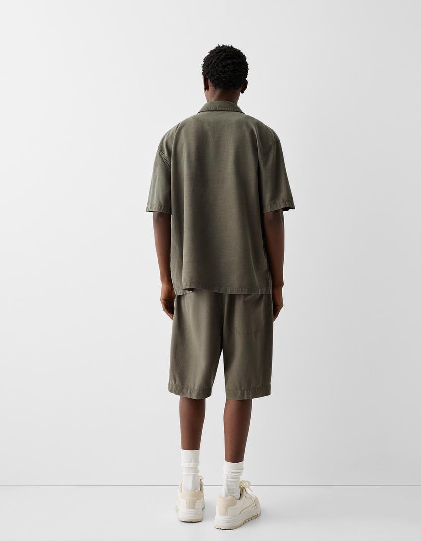 Camisa manga corta rústica-Kaki-1