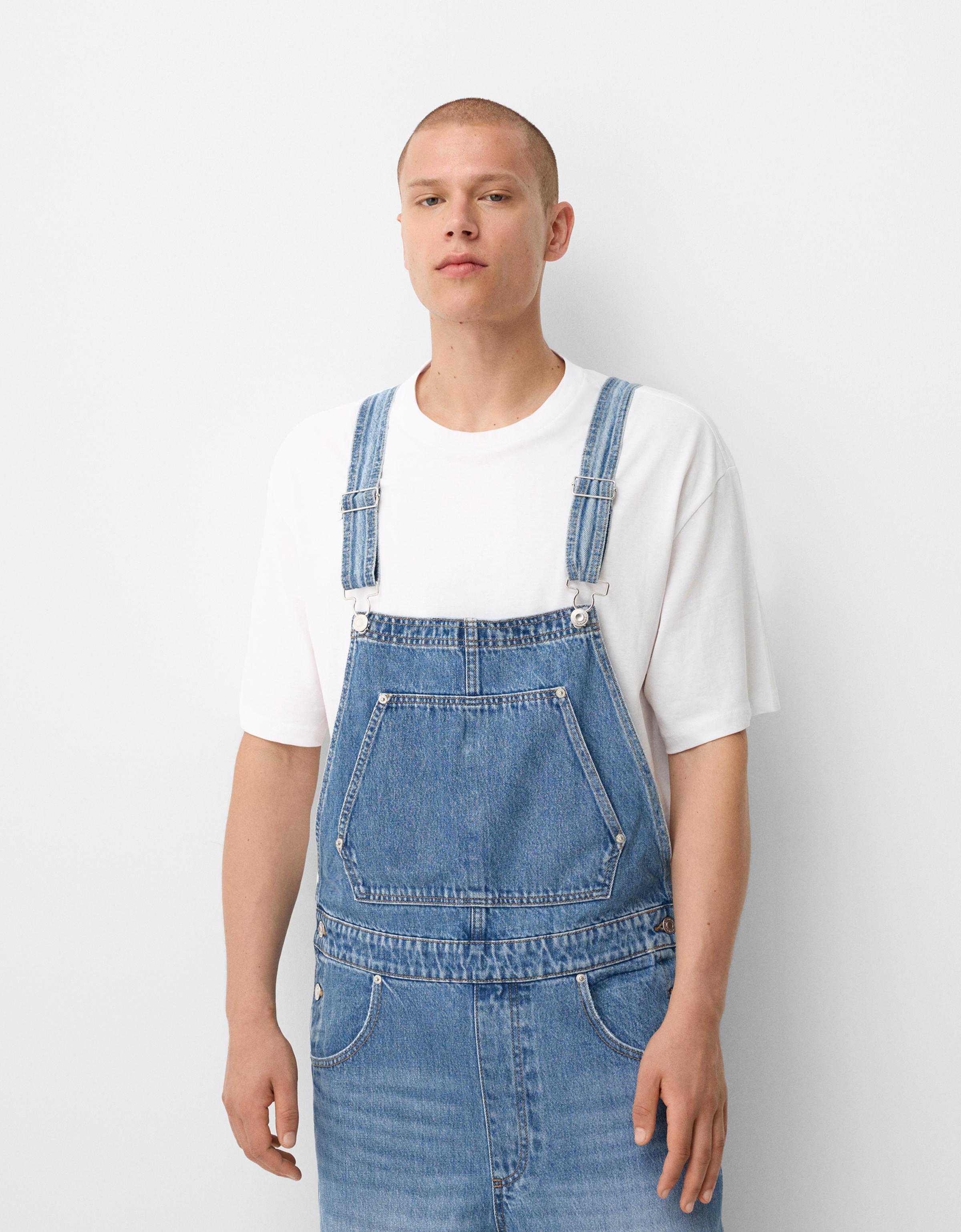 Bershka Jumpsuit Im Baggy-Hosen-Stil Herren S Ausgewaschenes Blau